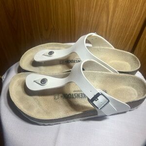 Birkenstock White Sandals with Black Accents